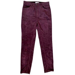Burgundy‎ velvet like tapered jeans pants women 27/4